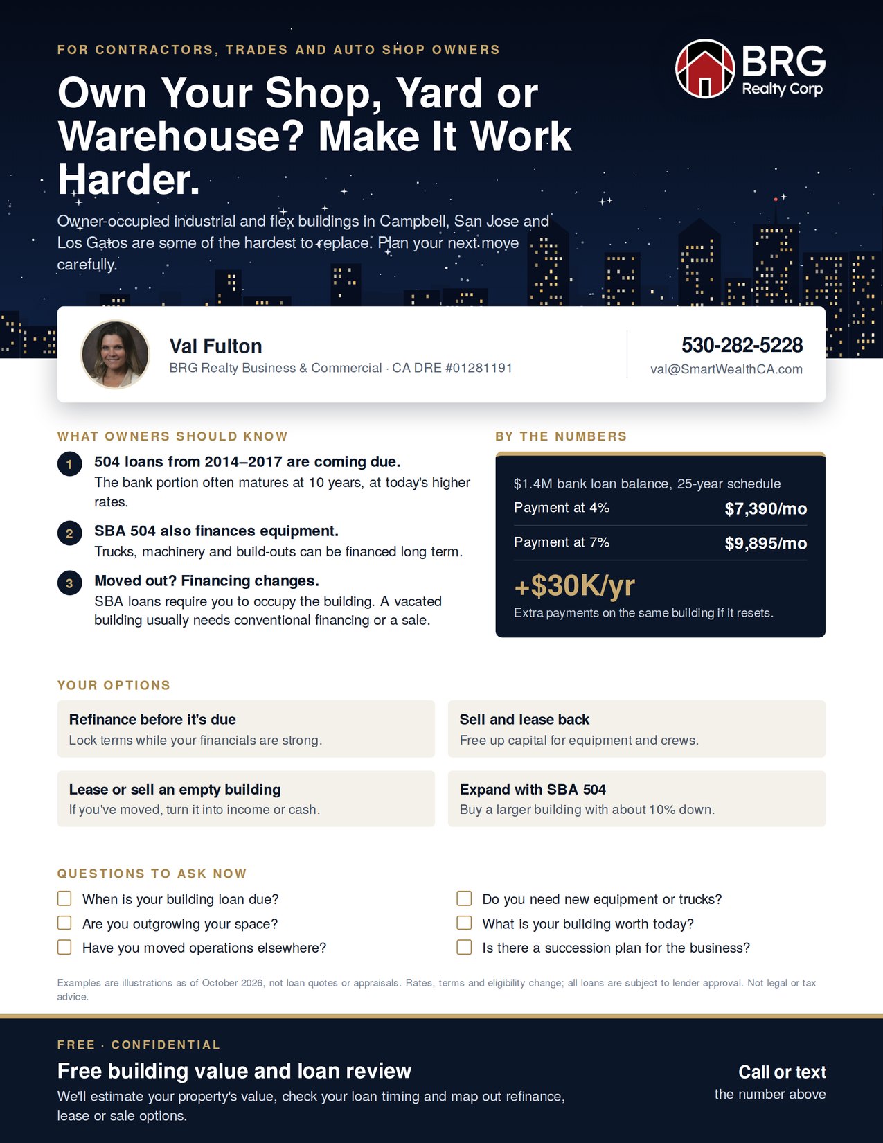 One-page guide for contractors and trade businesses that own their building
