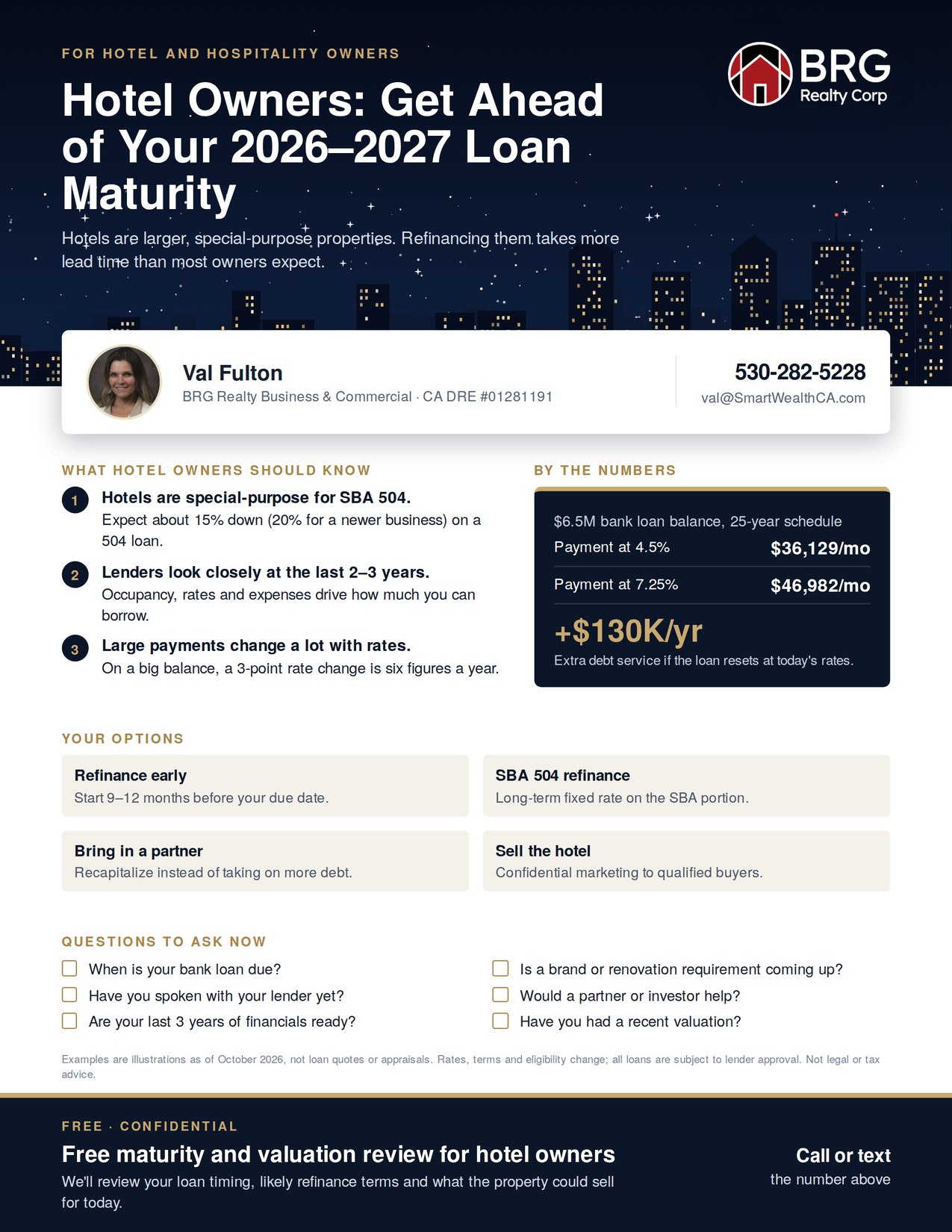 One-page guide for hotel owners with loans maturing
